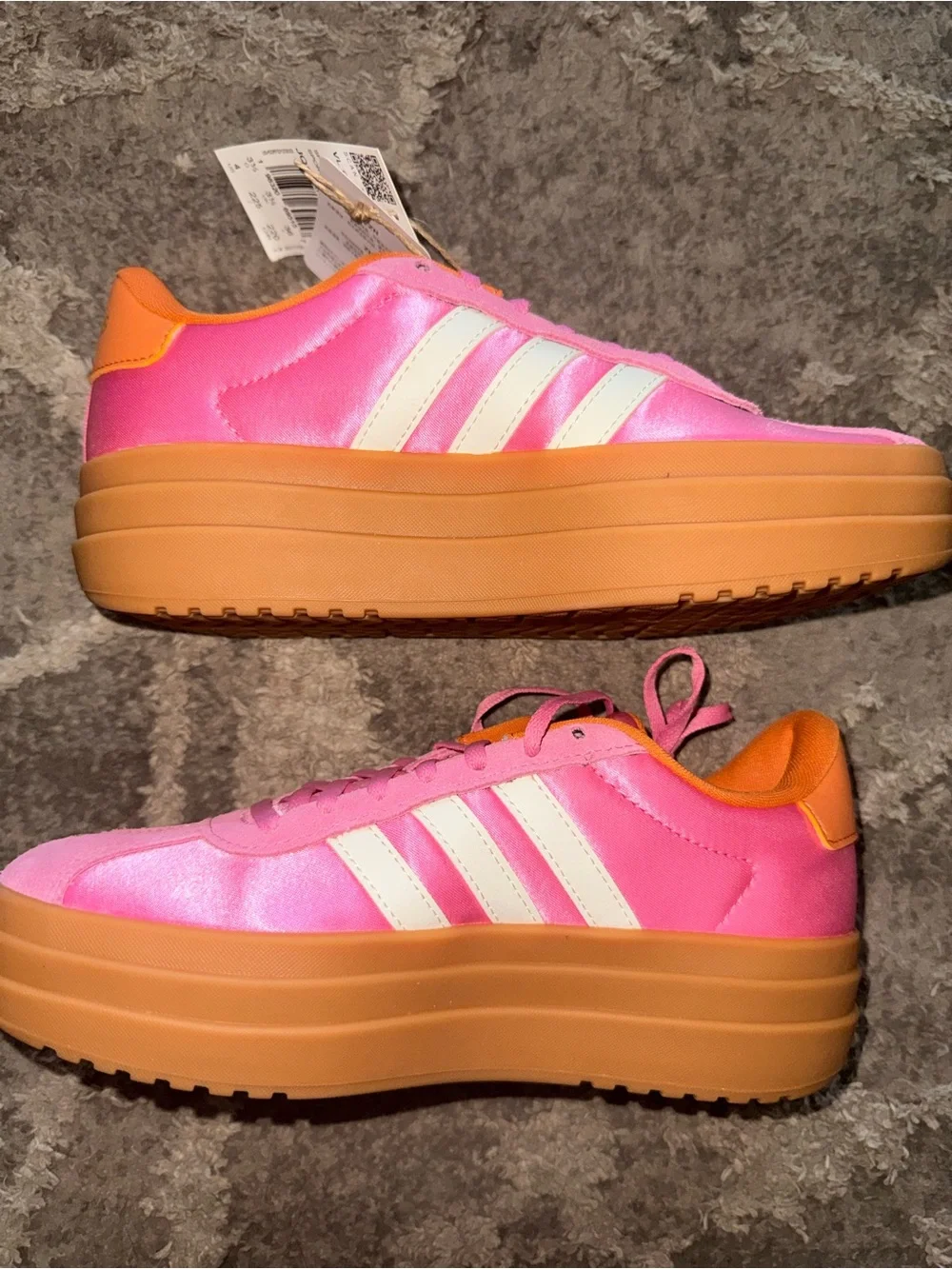adidas VL Court Bold J Pink Orange Platform Sneakers US 4 NWT